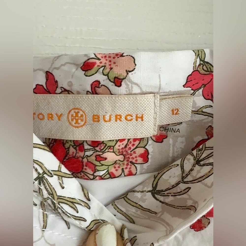 TORY BURCH SYLVIA Dress Wte Floral Sz L(10/12) SRP $325 - Picture 7 of 8